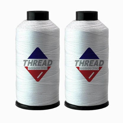 Sissewpro Bonded Nylon Thread 69 Upholstery Thread Heavy Duty Threads for Sewing Machine Strong Black Threads for Leather, Beading, Hair Weaving, Denim, Canvas,Webbings Tex70, 4oz 1500yds（2, White）
