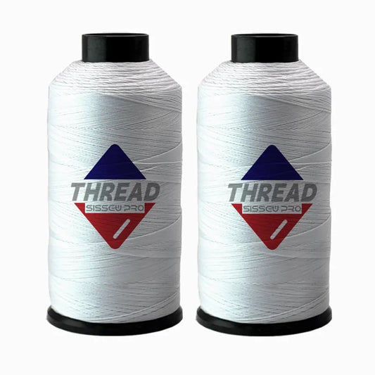Sissewpro Bonded Nylon Thread 69 Upholstery Thread Heavy Duty Threads for Sewing Machine Strong Black Threads for Leather, Beading, Hair Weaving, Denim, Canvas,Webbings Tex70, 4oz 1500yds（2, White）
