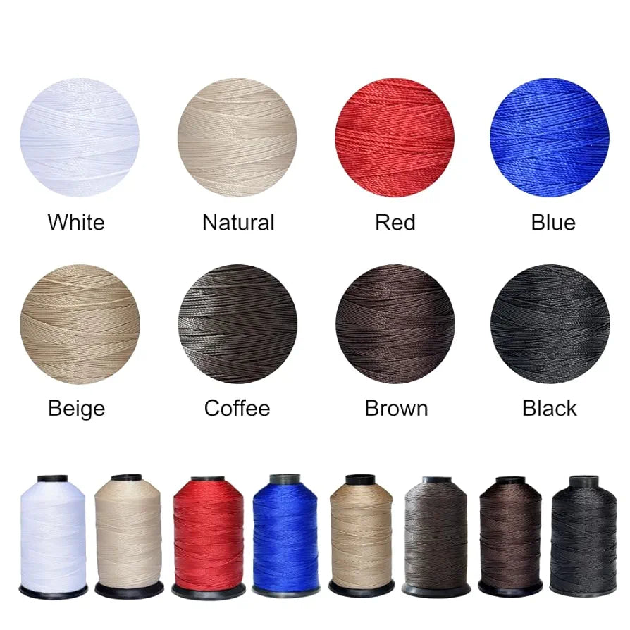 Sissewpro Bonded Nylon Thread 69 Upholstery Thread Heavy Duty Threads for Sewing Machine Strong Black Threads for Leather, Beading, Hair Weaving, Denim, Canvas,Webbings Tex70, 1oz 375yds（2, Black）