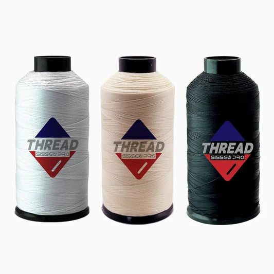 Sissewpro Bonded Nylon Thread 69 Upholstery Thread Heavy Duty Threads for Sewing Machine Strong Black Threads for Leather, Beading, Hair Weaving, Denim, Canvas, Tex70, 4oz 1500yds（3, BK&WH&BGE）