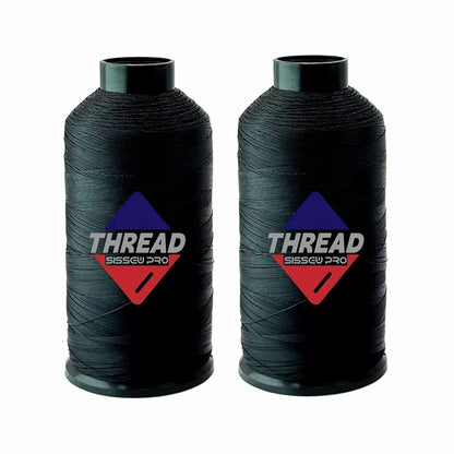 Sissewpro Bonded Nylon Thread 69 Upholstery Thread Heavy Duty Threads for Sewing Machine Strong Black Threads for Leather, Beading, Hair Weaving, Denim, Canvas,Webbings Tex70, 4oz 1500yds（2, Black）