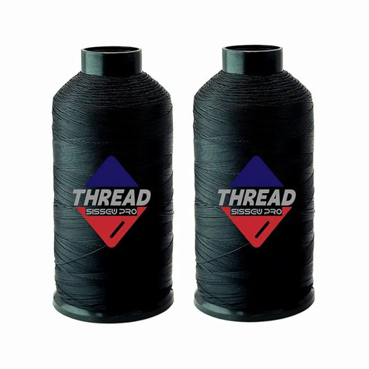 Sissewpro Bonded Nylon Thread 69 Upholstery Thread Heavy Duty Threads for Sewing Machine Strong Black Threads for Leather, Beading, Hair Weaving, Denim, Canvas,Webbings Tex70, 4oz 1500yds（2, Black）