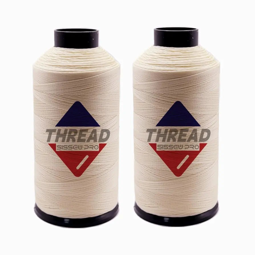 Sissewpro Bonded Nylon Thread 69 Upholstery Thread Heavy Duty Threads for Sewing Machine Strong Black Threads for Leather, Beading, Hair Weaving, Denim, Canvas,Webbings Tex70, 4oz 1500yds（2, Natural）