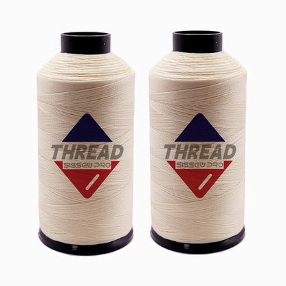 Sissewpro Bonded Nylon Thread 69 Upholstery Thread Heavy Duty Threads for Sewing Machine Strong Black Threads for Leather, Beading, Hair Weaving, Denim, Canvas,Webbings Tex70, 4oz 1500yds（2, Natural）