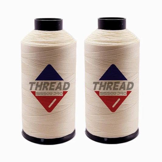 Sissewpro Bonded Nylon Thread 69 Upholstery Thread Heavy Duty Threads for Sewing Machine Strong Black Threads for Leather, Beading, Hair Weaving, Denim, Canvas,Webbings Tex70, 4oz 1500yds（2, Natural）