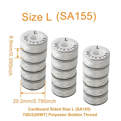 Sissewpro 144pcs White Prewound Bobbin Thread, 75D/2 Embroidery Bobbins Thread, Cardboard Bobbin L for Brother Singer Ricoma Sewing Machine Embroidery & Babylock & More