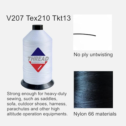 Sissewpro 16oz 207 Bonded Nylon Thread for Sewing Machine Leather Stitching Repair, T210 Thick Nylon White Sewing Thread for Upholstery Heavy Duty, Saddles,Furniture, Awnings, #207 Tex210 2000yds