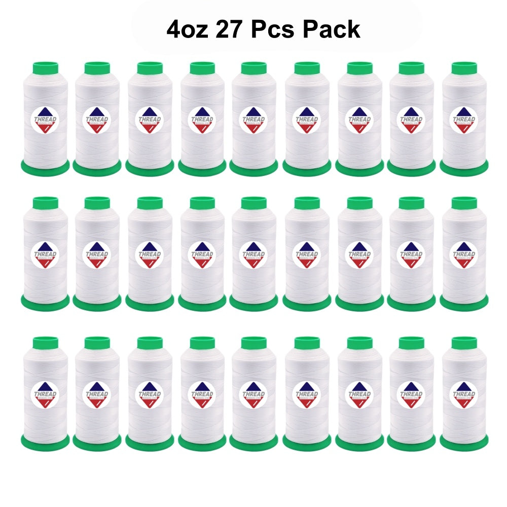 Sissew Pro UV Resistance Bonded Polyester Thread 69 Tex70 1500yds 4oz（White,27 pcs）
