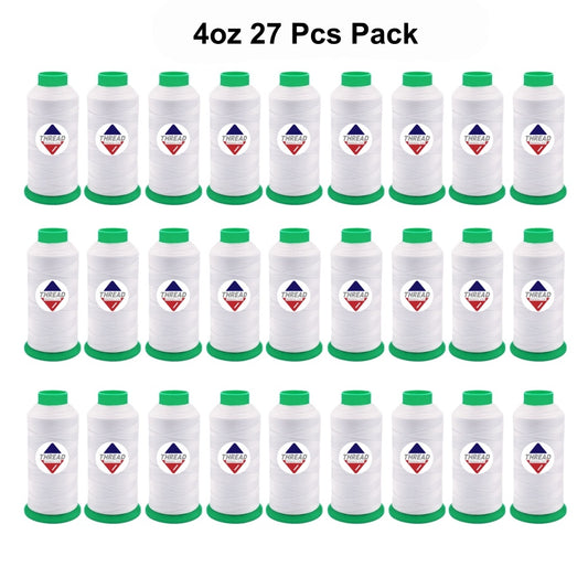 Sissew Pro UV Resistance Bonded Polyester Thread 69 Tex70 1500yds 4oz（White,27 pcs）