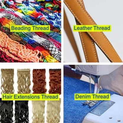 Sissewpro Bonded Nylon Thread 69 Upholstery Thread Heavy Duty Threads for Sewing Machine Strong Black Threads for Leather, Beading, Hair Weaving, Denim, Canvas,Webbings Tex70, 4oz 1500yds（2, Natural）