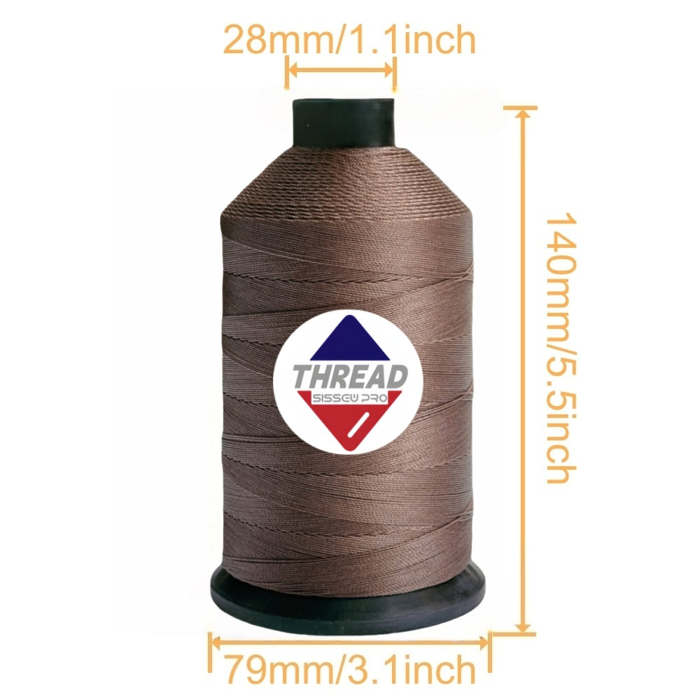 Sissewpro Tex135 Bonded Nylon Thread 138 420D/3, 8oz 1500yds（Brown,21 pcs）