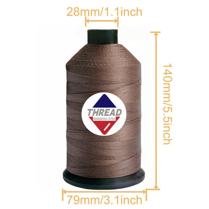 Sissewpro Tex135 Bonded Nylon Thread 138 420D/3, 8oz 1500yds（Brown,21 pcs）