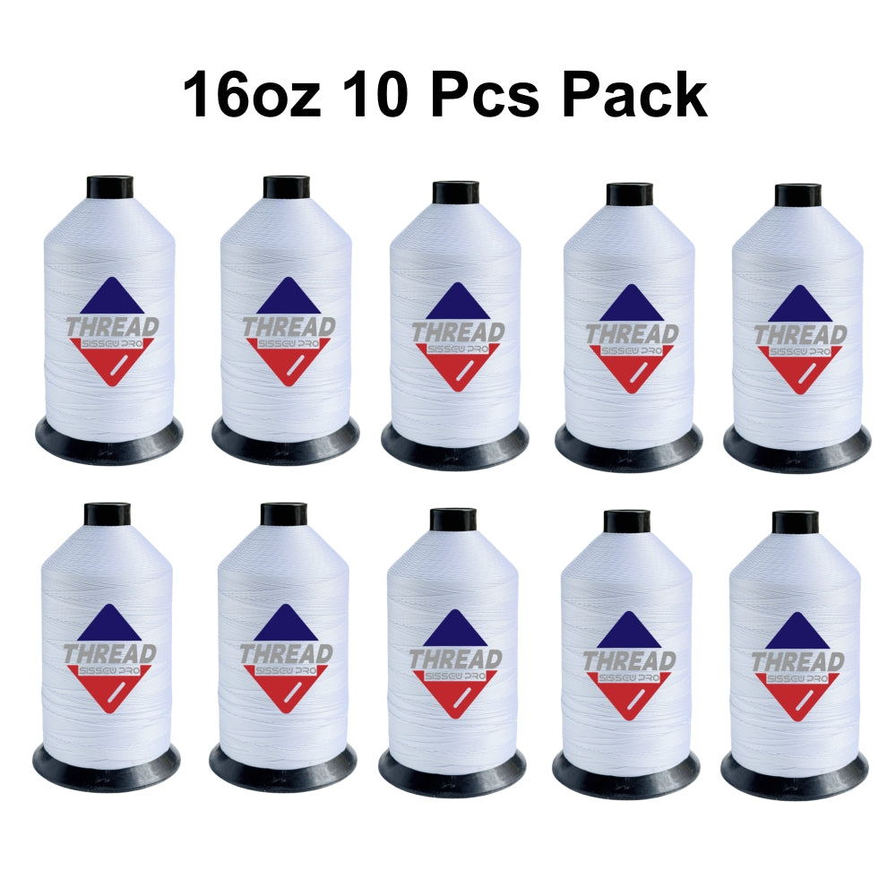 Sissewpro Tex210 Bonded Nylon Thread 207 630D/3, 16oz 2000yds（White,10pcs）