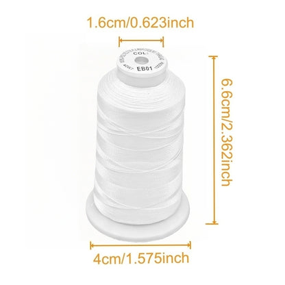 SissewPro 40WT Polyester Embroidery Thread 120D/2 1000m Spool (White, 144pcs)