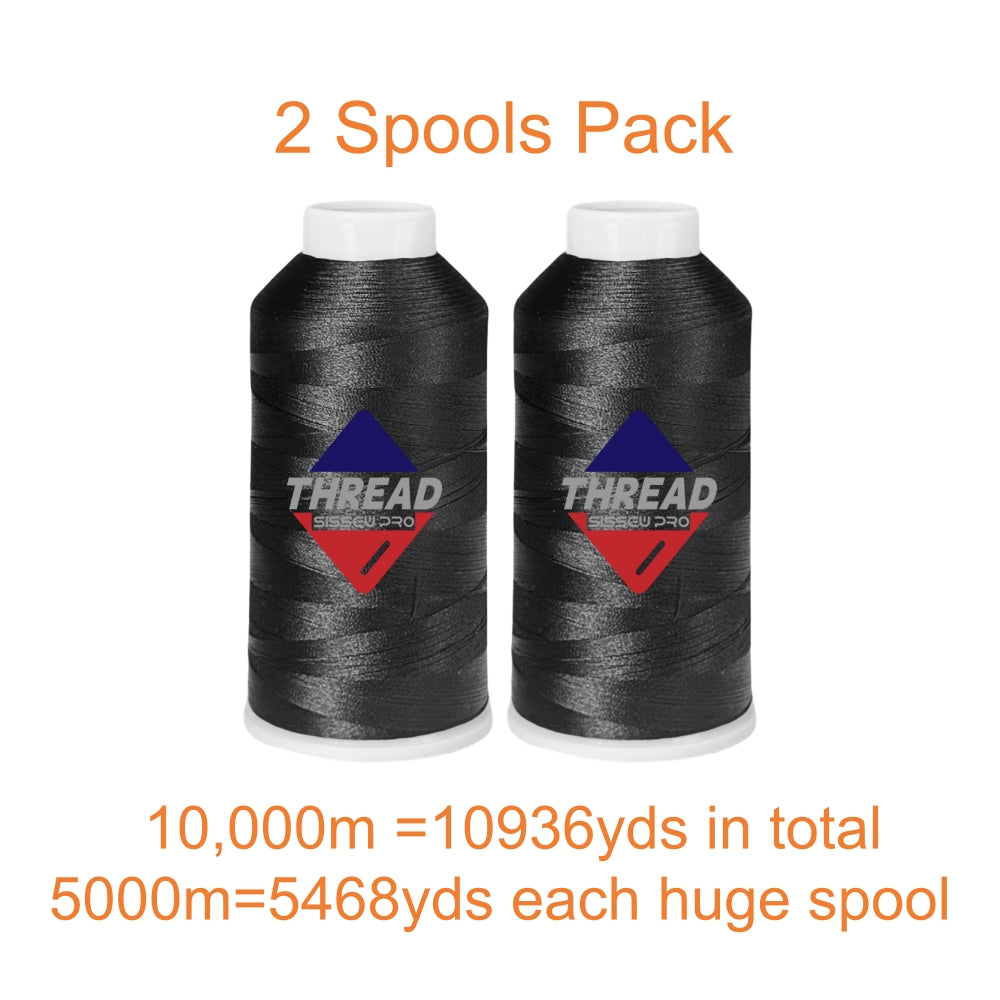 40WT Polyester Machine Embroidery Thread  5000m Spool 4 PACK (4, 2Black+2White)