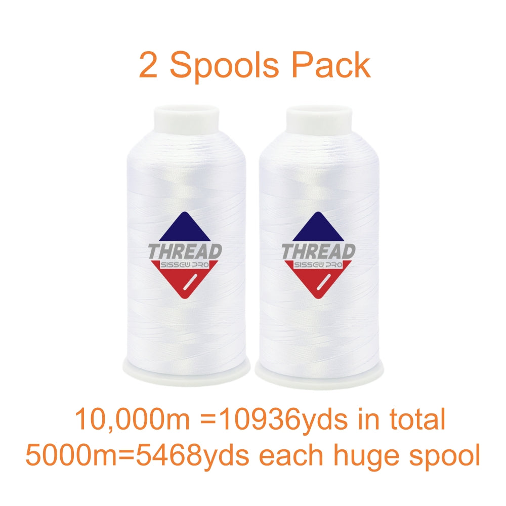 40WT Polyester Machine Embroidery Thread  5000m Spool 4 PACK (4, 2Black+2White)