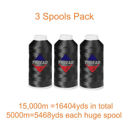 40WT Polyester Machine Embroidery Thread  5000m Spool 4 PACK (4, 2Black+2White)