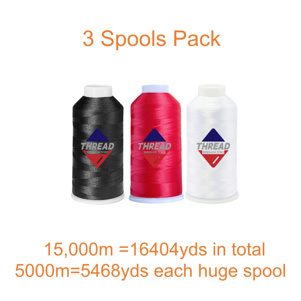 40WT Polyester Machine Embroidery Thread  5000m Spool 4 PACK (4, 2Black+2White)