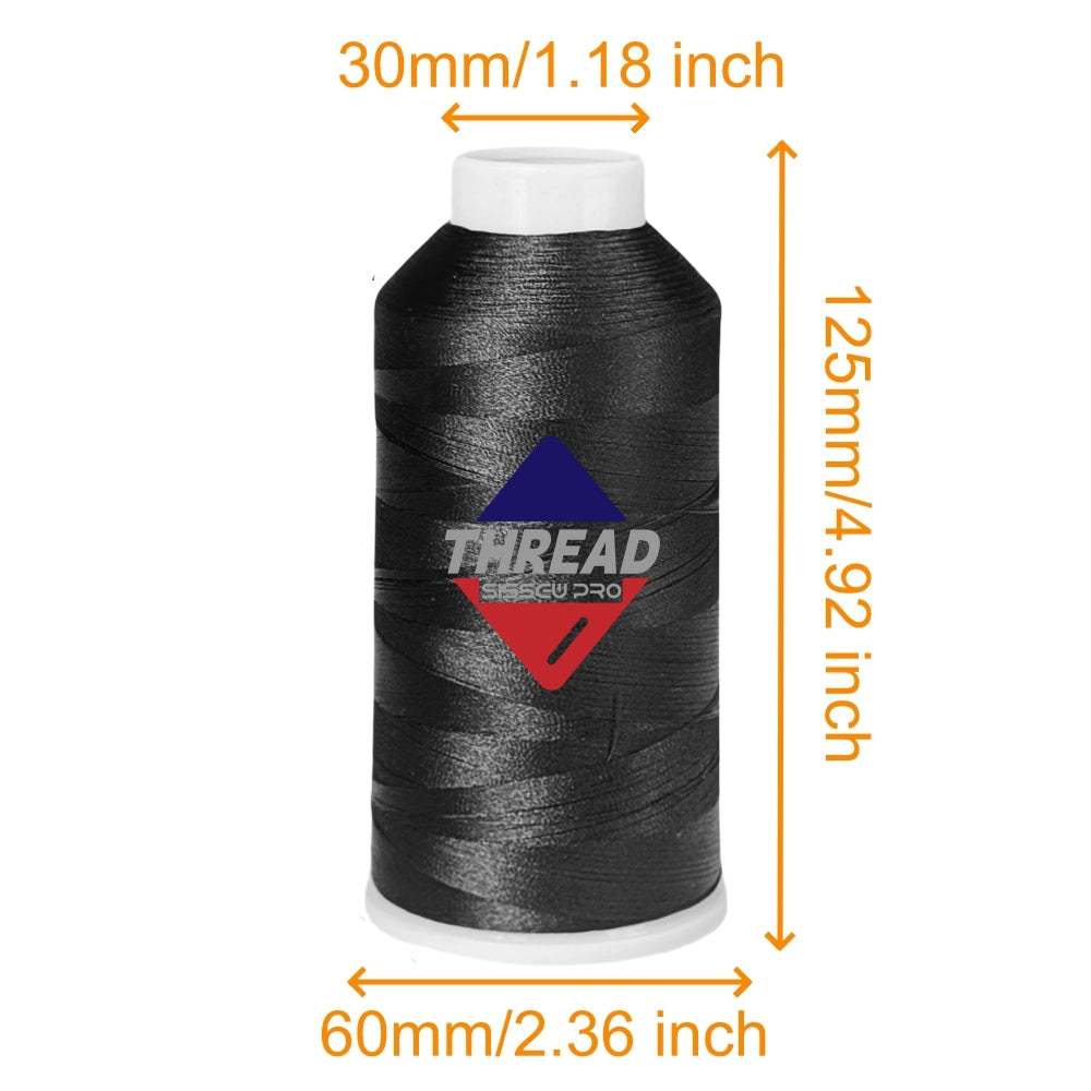 40WT Polyester Machine Embroidery Thread  5000m Spool 4 PACK (4, 2Black+2White)