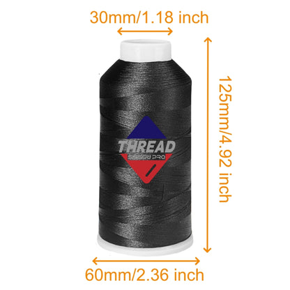 40WT Polyester Machine Embroidery Thread  5000m Spool 4 PACK (4, 2Black+2White)