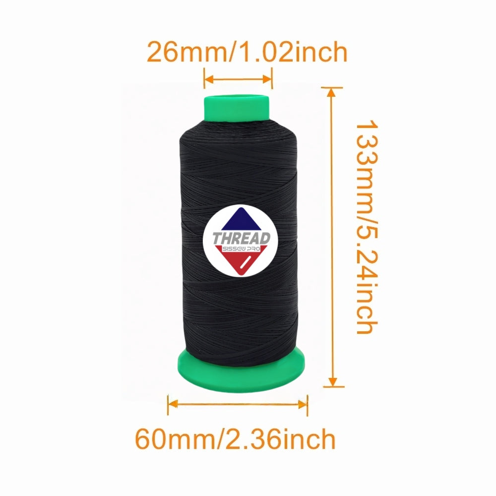 Sissew Pro UV Resistance Bonded Polyester Thread 69 Tex70 1500yds 4oz（Black,27 pcs）