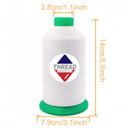 Sissew Pro UV Resistance Bonded Polyester Thread 92 Tex90 2350yds 8oz（White,21 pcs）