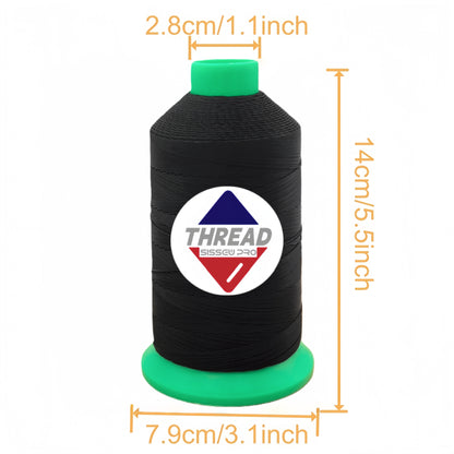 Sissew Pro UV Resistance Bonded Polyester Thread 207 Tex210 1000yds 8oz（Black,21 pcs）