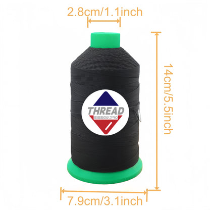 Sissew Pro UV Resistance Bonded Polyester Thread 277 Tex270 750yds 8oz（Black,21 pcs）