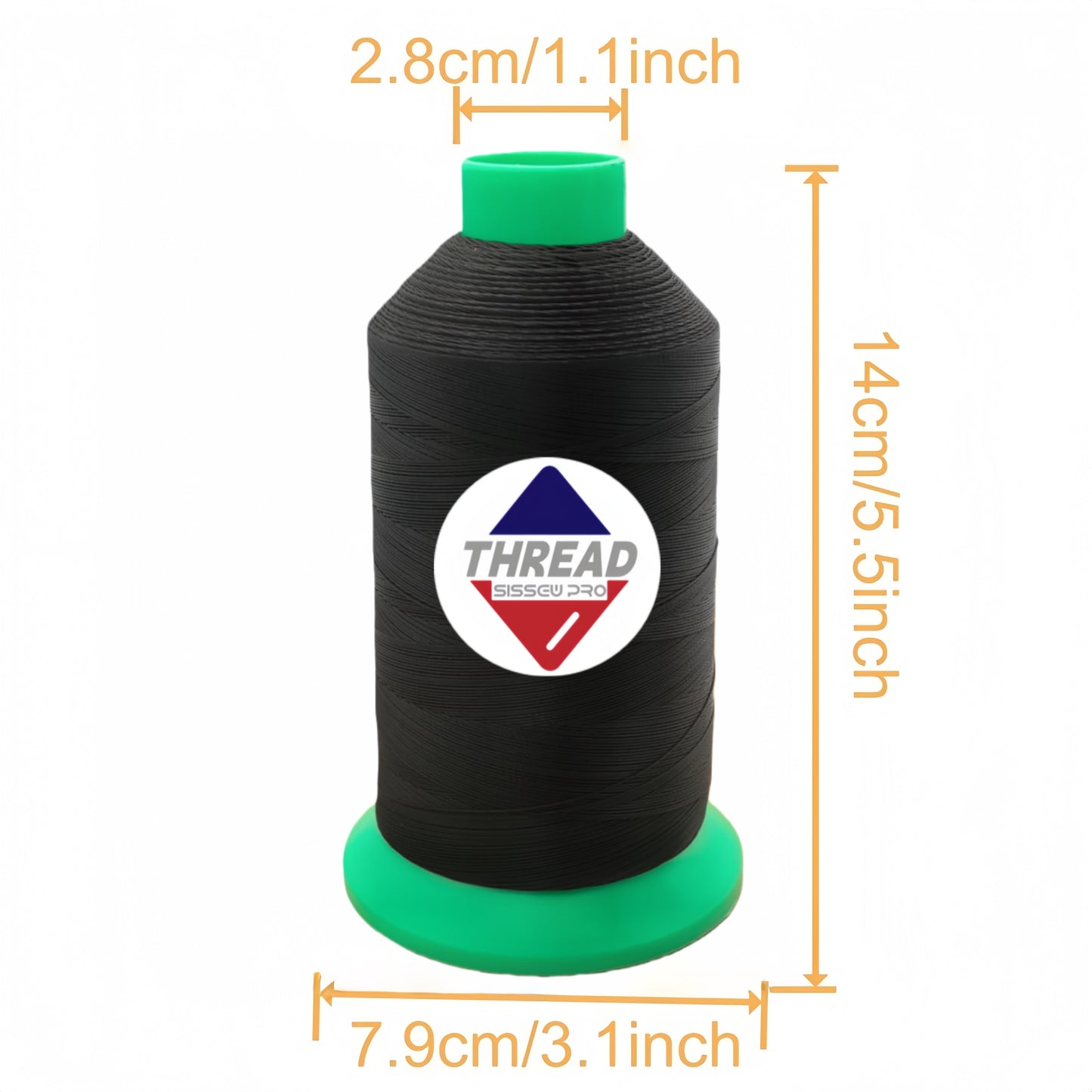Sissew Pro UV Resistance Bonded Polyester Thread 92 Tex90 2350yds 8oz（Black,21 pcs）