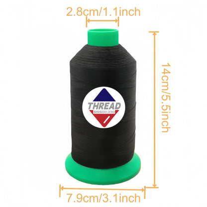 Sissew Pro UV Resistance Bonded Polyester Thread 92 Tex90 2350yds 8oz（Black,21 pcs）